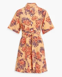 Equipment Adalaide floral-print silk crepe de chine mini shirt dress - Orange Orange