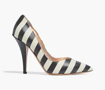 Striped leather pumps - White