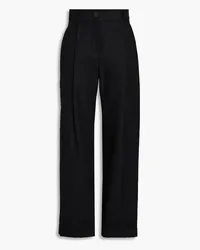 Emporio Armani Cotton and linen-blend wide-leg pants - Black Black