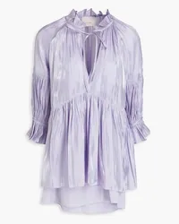 Cinq à Sept Phyllis gathered metallic crepe blouse - Purple Purple