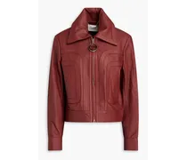 Cropped leather jacket - Red