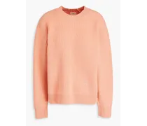 Embroidered ribbed wool sweater - Orange