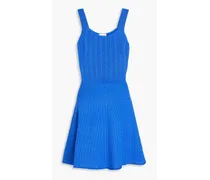 Pointelle-knit mini dress - Blue