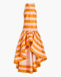 Zimmermann Asymmetric striped silk-shantung dress - Orange Orange