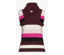 Paneled striped knitted vest - Burgundy