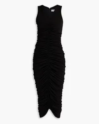 Halston Alessia ruched jersey midi dress - Black Black