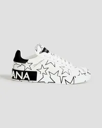 Dolce & Gabbana Printed leather sneakers - White White