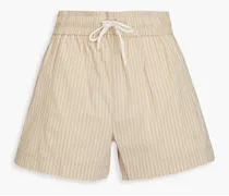 Striped cotton-blend poplin shorts - Neutral