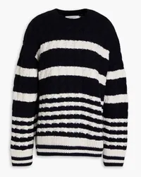 Kitsuné Oversized striped cable-knit wool and cashmere-blend sweater - Blue Blue