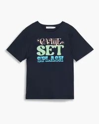 Kitsuné Printed cotton-jersey T-shirt - Blue Blue