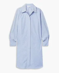 Lafayette148 Oversized striped crinkled cotton-blend shirt dress - Blue Blue