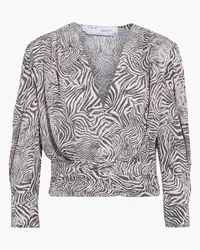 IRO Ferraz cropped wrap-effect zebra-print crepe de chine blouse - Pink Pink