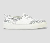 Printed leather slip-on sneakers - White