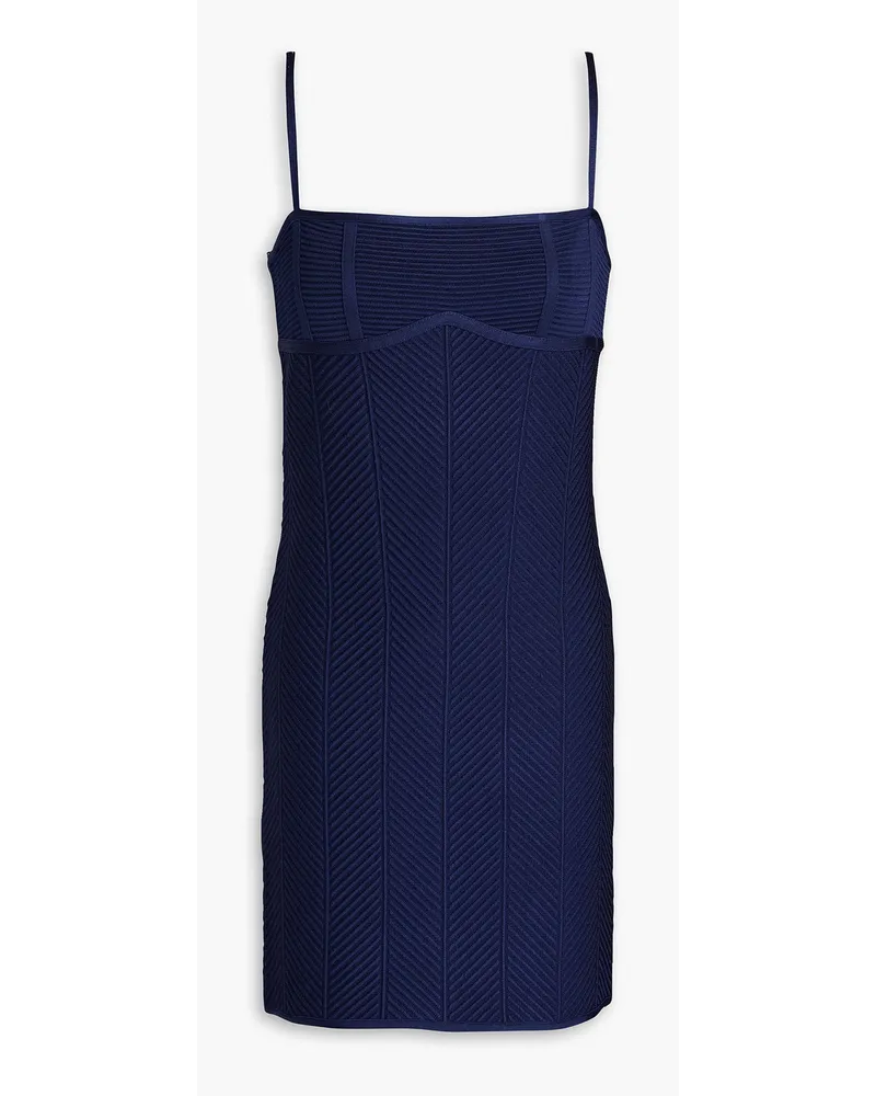 Hervé Léger Ribbed bandage mini dress - Blue Blue