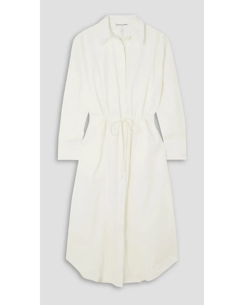 APIECE APART Molto belted gathered cotton-poplin midi shirt dress - White White