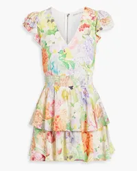 Alice + Olivia Alice Olivia - Mariska ruffled floral-print satin-crepe playsuit - Green Green