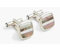 Stainless steel mother-of-pearl cufflinks - Metallic