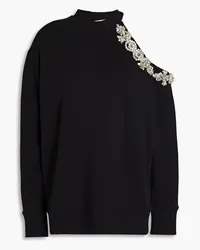 Christopher Kane Cutout embellished French cotton-terry sweatshirt - Black Black