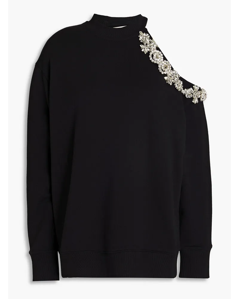 Cutout embellished French cotton-terry sweatshirt - Black