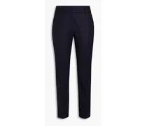 Cropped wool-blend flannel slim-leg pants - Blue