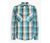 Jack checked cotton-flannel shirt - Blue