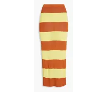 Striped knitted midi skirt - Yellow