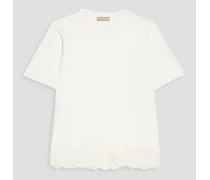 Broderie anglaise cotton-jersey T-shirt - White