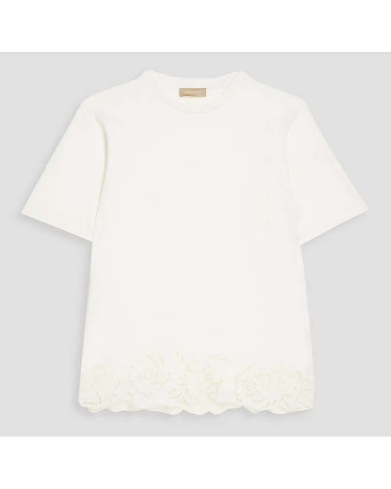 Elie Saab Broderie anglaise cotton-jersey T-shirt - White White