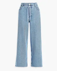 Ganni Frayed high-rise wide-leg jeans - Blue Blue