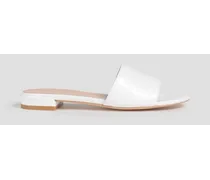 Catherine croc-effect leather slides - White