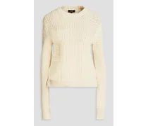Waffle-knit cotton-blend sweater - White