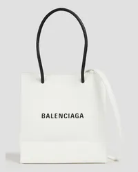 Balenciaga Printed textured-leather tote - White White