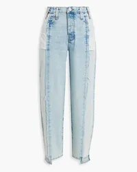 Frame Denim Barrel faded distressed high-rise tapered jeans - Blue Blue