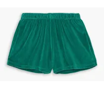 Cotton-blend velour shorts - Green
