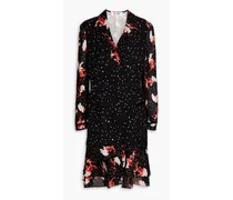 Luciano printed crepe and georgette dress - Black