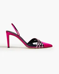 Giuseppe Zanotti Crystal-embellished PVC and satin slingback pumps - Pink Pink