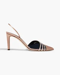 Giuseppe Zanotti Crystal-embellished PVC and satin slingback pumps - Pink Pink