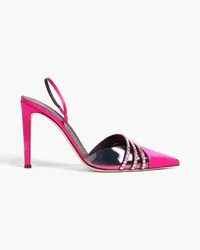 Giuseppe Zanotti Audrine embellished satin and PVC slingback pumps - Pink Pink