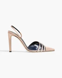 Giuseppe Zanotti Crystal-embellished PVC and satin slingback pumps - Pink Pink