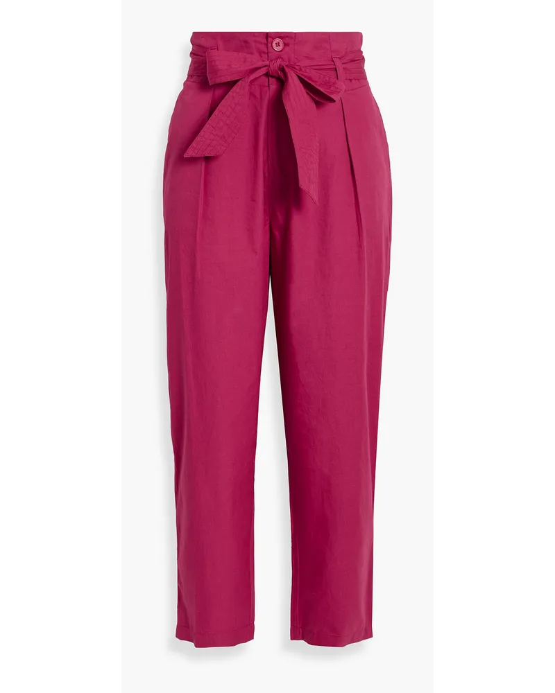 Antik Batik Kira belted pleated cotton-poplin tapered pants - Pink Pink