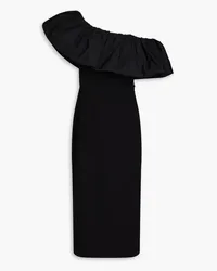 Rebecca Vallance After Hours one-shoulder taffeta-paneled crepe midi dress - Black Black