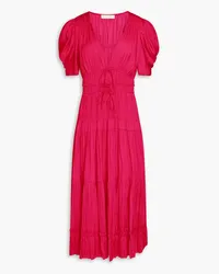 Ulla Johnson Daria tiered satin midi dress - Pink Pink