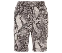 Strike cropped cotton-blend snake-jacquard shorts - Animal print