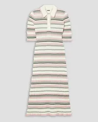 Adam Lippes Striped crinkled cotton-blend midi dress - White White