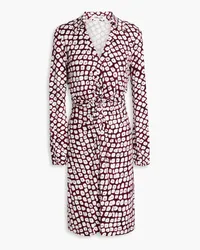 Diane von Furstenberg Chuck twisted printed jersey mini dress - Burgundy Burgundy