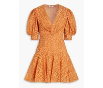 Kendal flared broderie anglaise mini dress - Orange
