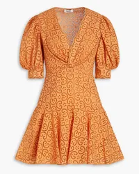 Sandro Flared broderie anglaise mini dress - Orange Orange