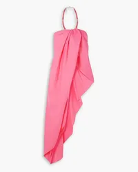 STAUD Desiree embellished asymmetric woven halterneck top - Pink Pink