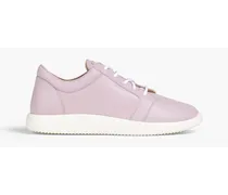 Two-tone textured-leather sneakers - Purple