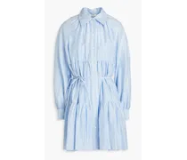 Tiphaine tiered linen-blend mini shirt dress - Blue